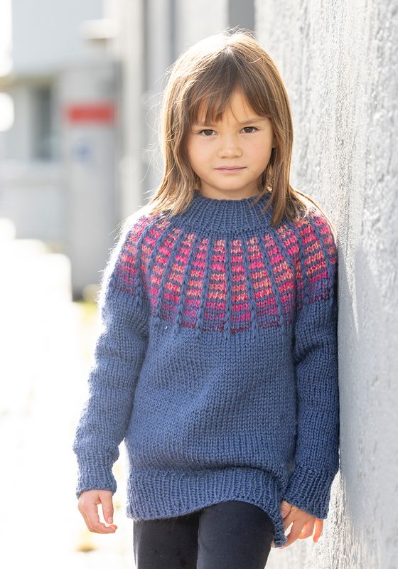 Varde genser jeansblå/rosa