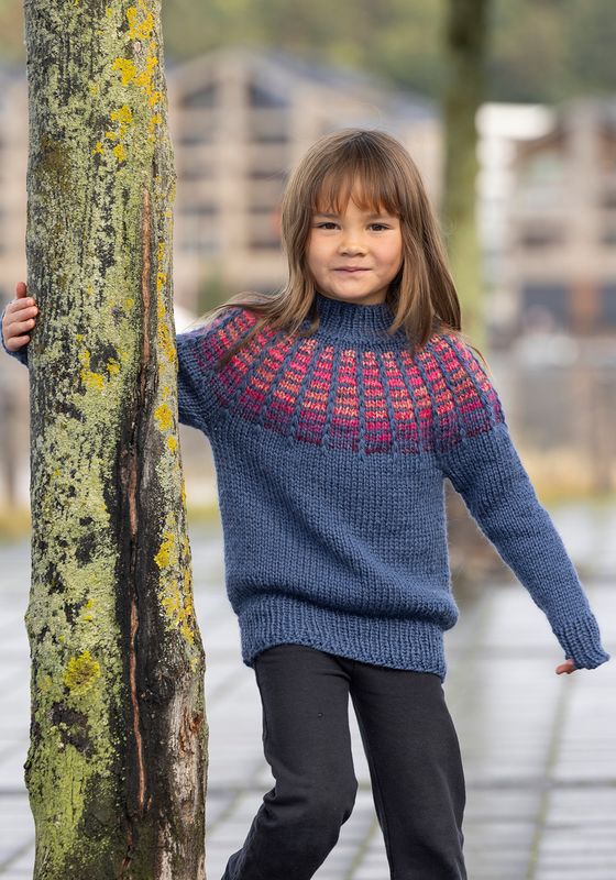 Varde genser jeansblå/rosa