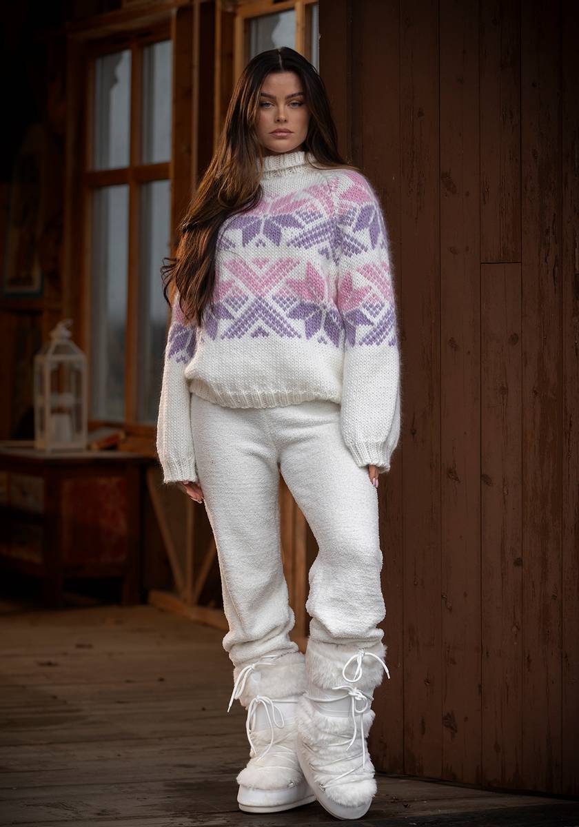 Snoi genser rosa/lilla stjerne-kort fasong